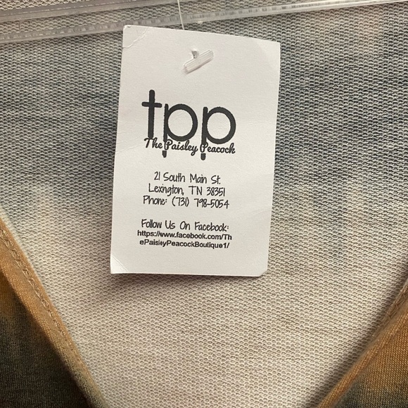 NWT Entro Boutique Brand Camel Tie Dye Hooded Tunic Sweatshirt Size Large - Picture 4 of 7